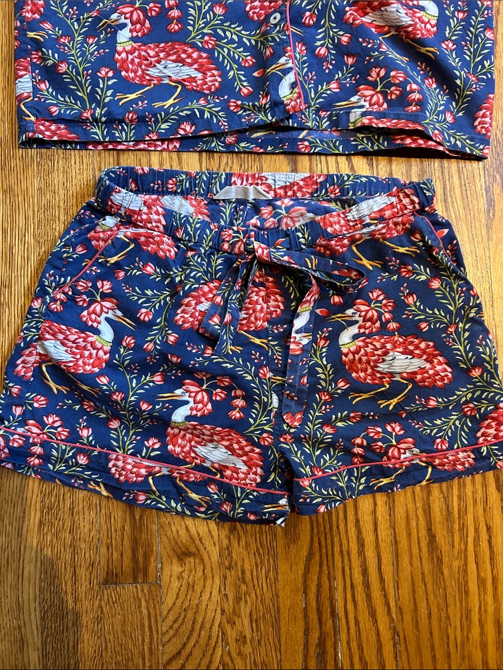 Printfresh Navy and Red Floral Bird Short Pajama Set - Picture 4 of 5